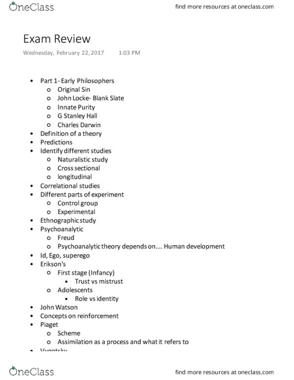 PSY 2301 Lecture Notes - Lecture 1: Fetal Alcohol Spectrum Disorder, Fetus, Psychoanalytic Theory thumbnail