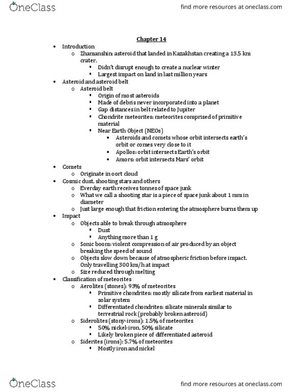 Earth Sciences 2240F/G Chapter Notes - Chapter 14: Kinetic Energy, Tektite, Stishovite thumbnail