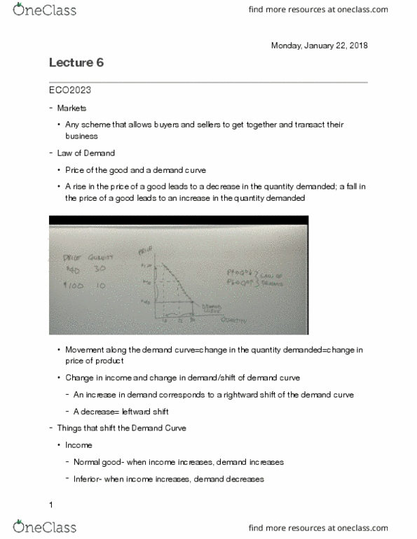 ECO 2023 Lecture Notes - Lecture 6: Demand Curve, Normal Good thumbnail