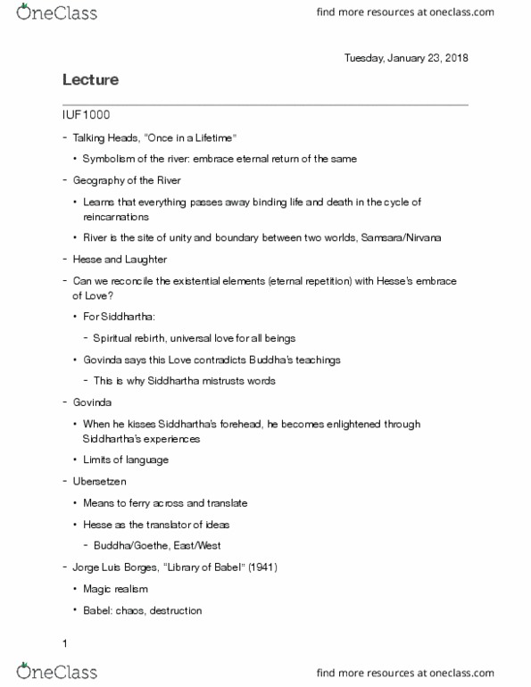 IUF 1000 Lecture Notes - Lecture 4: Magic Realism, Jorge Luis Borges thumbnail