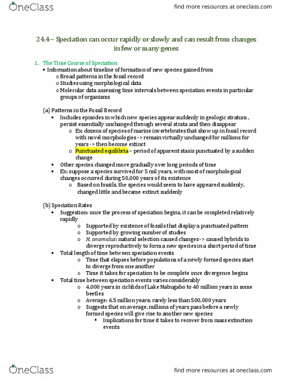 BIOL 1911 Chapter Notes - Chapter 24: Macroevolution, Mutation, Chromosome thumbnail