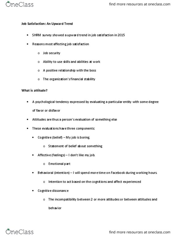 MGT 304 Lecture Notes - Lecture 5: Job Performance, Cognitive Dissonance, Society For Human Resource Management thumbnail