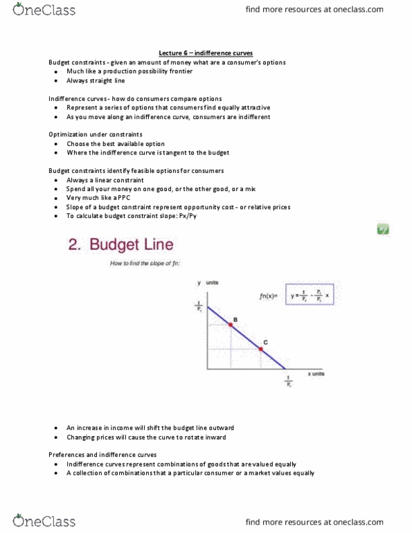 EC120 Lecture Notes - Lecture 6: Consumer Choice, Demand Curve, Normal Good thumbnail