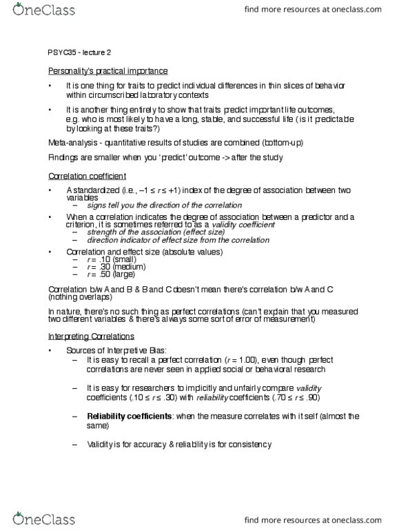 PSYC35H3 Lecture Notes - Lecture 2: Neuroticism, Sildenafil, Conscientiousness thumbnail