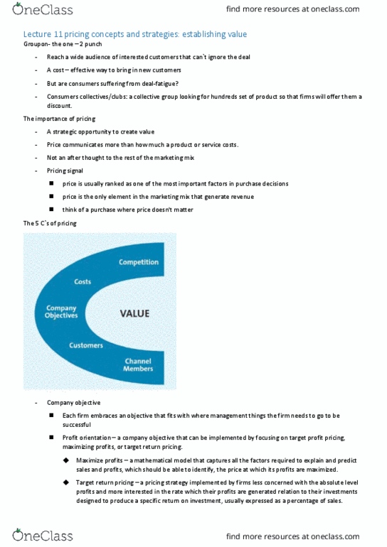 COMMERCE 2MA3 Lecture Notes - Lecture 11: Premium Pricing, Monopolistic Competition, Price War thumbnail