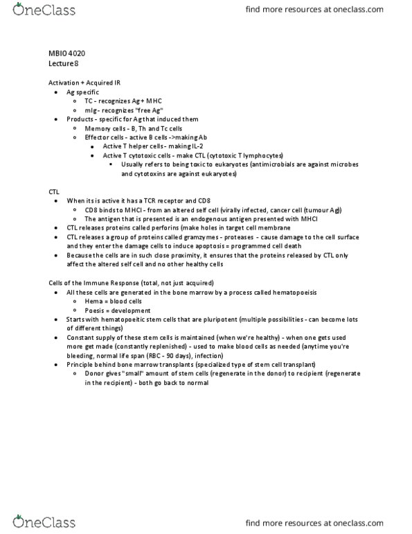 MBIO 4020 Lecture Notes - Lecture 8: Lysosome, Defensin, Nitric Oxide thumbnail