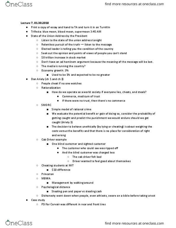 MGT 16 Lecture Notes - Lecture 7: Nylon, Swing Axle, Dan Ariely thumbnail