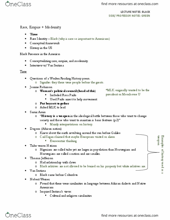 01:014:203 Lecture Notes - Lecture 1: Bell Hooks, Samir Amin, Conceptual Framework thumbnail