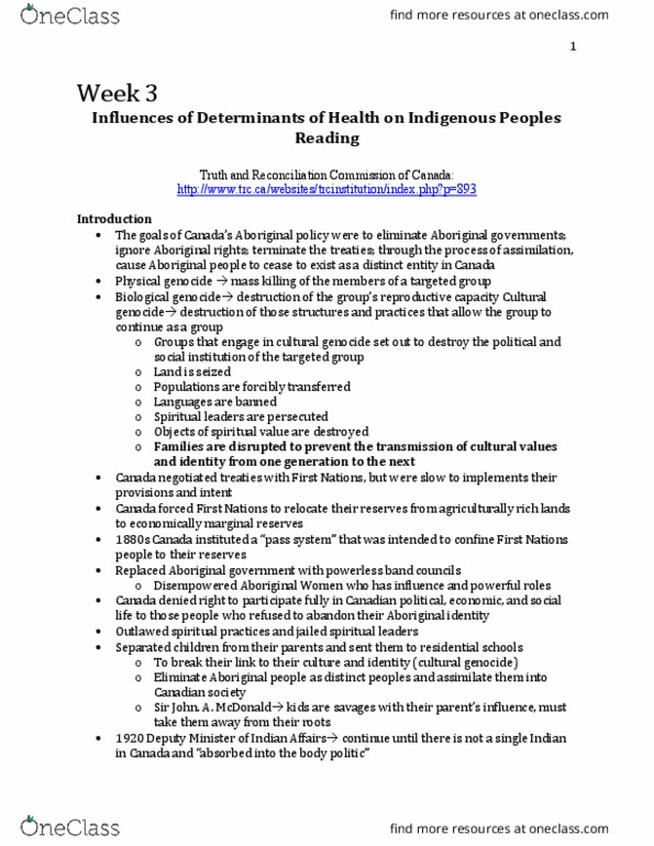 Nursing 3310A/B Chapter Notes - Chapter 3: Quiet Reflection, Sixties Scoop, Canadian Indian Residential School System thumbnail