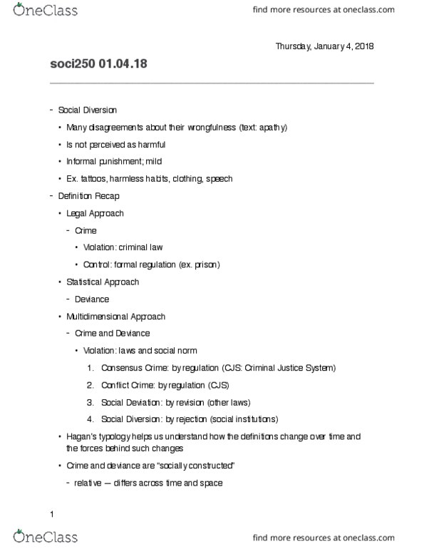 SOCI 250 Lecture Notes - Lecture 1: Norm (Social) thumbnail