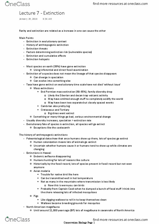 BIO 3115 Lecture Notes - Lecture 7: Trophy Hunting, Paclitaxel, Bushmeat thumbnail