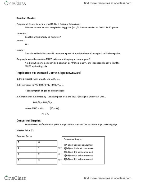 ECO100Y1 Lecture Notes - Lecture 5: Economic Surplus, Demand Curve thumbnail