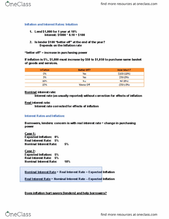 ECO100Y1 Lecture Notes - Lecture 23: Nominal Interest Rate, Real Interest Rate, Interest Rate thumbnail