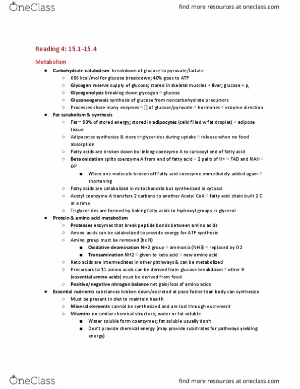 CAS BI 315 Chapter Notes - Chapter 15.1-15.4: Serous Membrane, Maltose, Lacteal thumbnail
