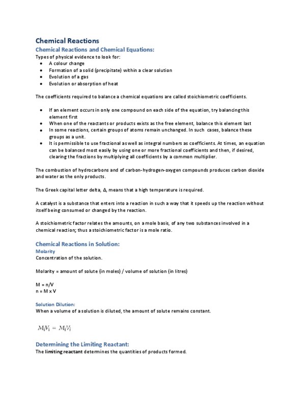 CHEM120 Lecture Notes - Stoichiometry, Reagent, Molar Concentration thumbnail