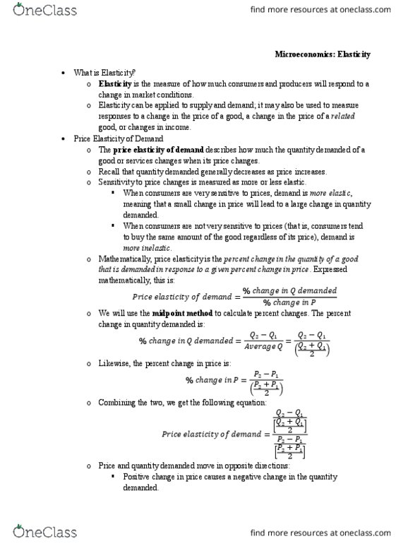ECON 200 Chapter Notes - Chapter 4: Finished Good, Demand Curve, Midpoint Method thumbnail
