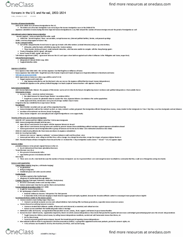 ASAMST 20A Lecture Notes - Lecture 8: Durham Stevens, Syngman Rhee, Ahn Changho thumbnail