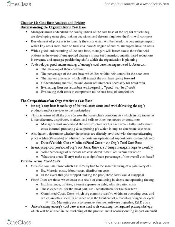 COMM 103 Chapter Notes - Chapter 12: Marketing Effectiveness, Price Skimming, Fixed Cost thumbnail