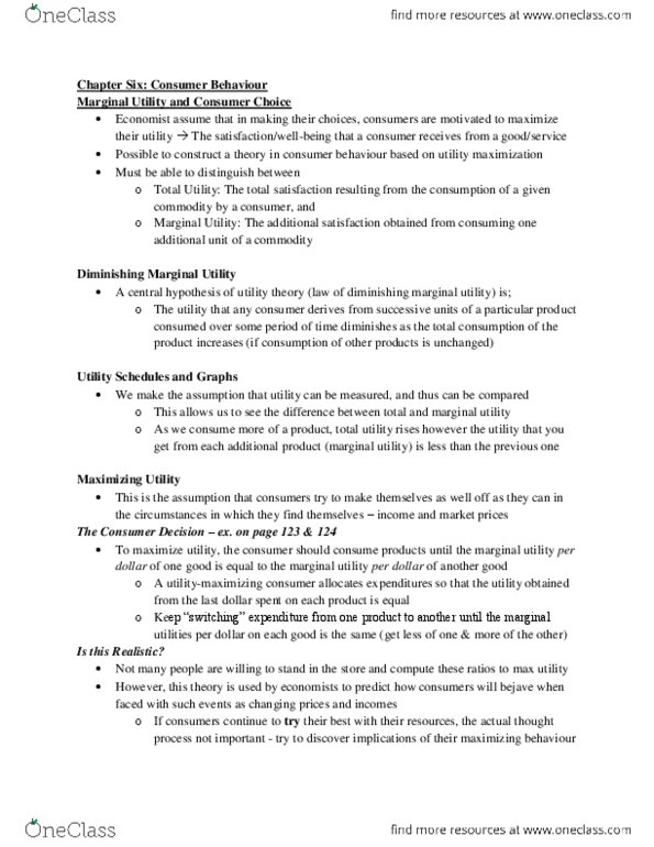 ECON 110 Chapter Notes - Chapter 6: Utility, Snob, Price Drop thumbnail