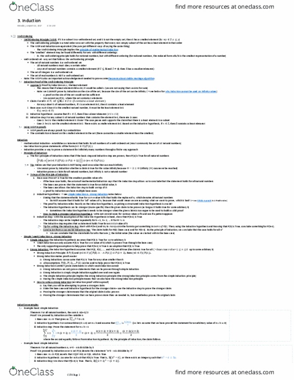 COMPSCI 70 Chapter Notes - Chapter 3: Mathematical Induction, Well-Order, Natural Number thumbnail