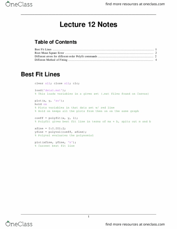 AMATH 301 Lecture Notes - Lecture 12: Root Mean Square, Polynomial, Matlab thumbnail