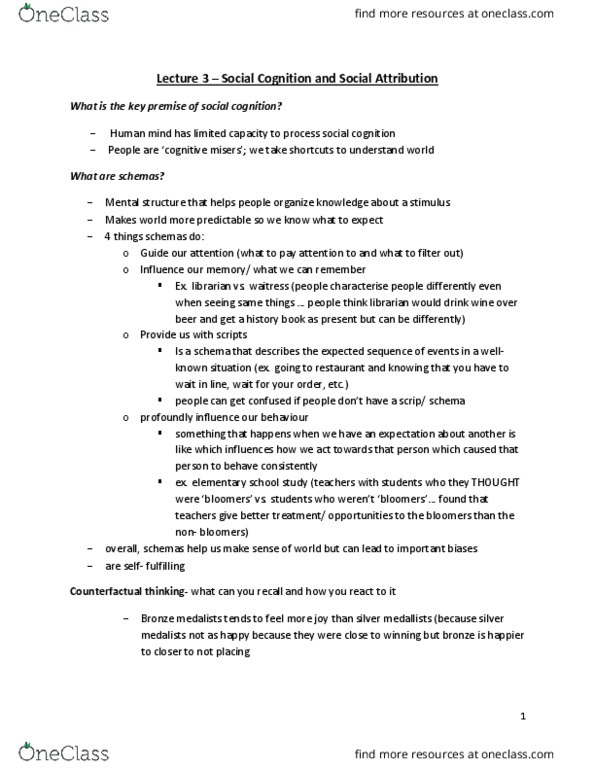 PSYC 2120 Lecture Notes - Lecture 3: Social Cognition, Availability Heuristic, Counterfactual Thinking thumbnail