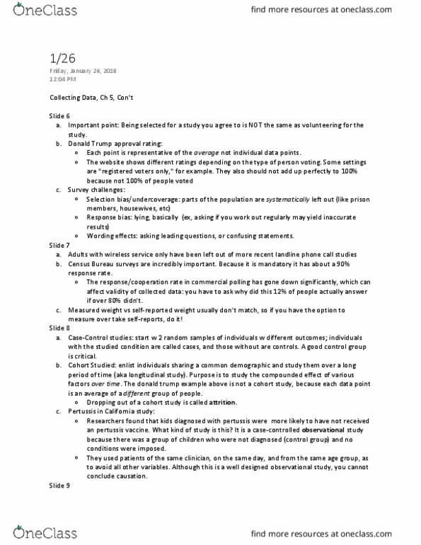 STATS 7 Lecture Notes - Lecture 8: Pertussis, Cohort Study, Longitudinal Study thumbnail