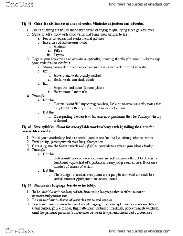 ENG 331 Chapter Notes - Chapter 46,47,55: Summary Judgment, Adverb, Personal Pronoun thumbnail