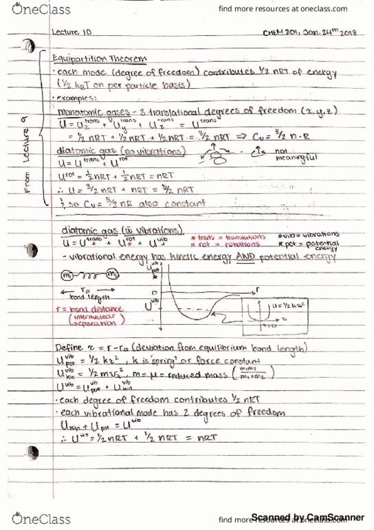 CHEM 201 Lecture 10: (01-24-18) Equipartition Theorem thumbnail