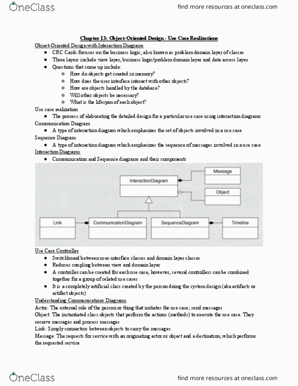 ITM 305 Chapter Notes - Chapter 13: Business Logic, Unified Modeling Language, Communication Diagram thumbnail