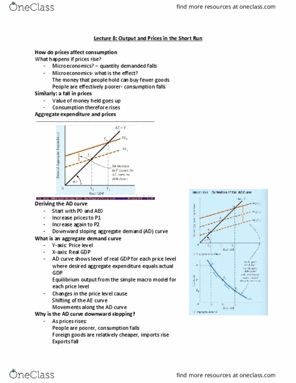 EC140 Lecture Notes - Lecture 8: Aggregate Demand, Price Level, Aggregate Supply thumbnail