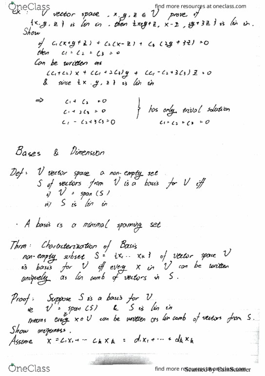 MAT224H1 Lecture 3: Bases and Dimension thumbnail