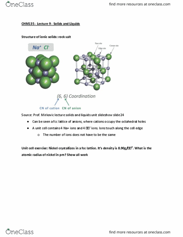 CHM135H1 Lecture Notes - Lecture 9: Atomic Radius, Intermolecular Force, Zinc Sulfide thumbnail