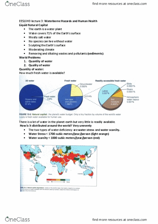 EESA10H3 Lecture Notes - Lecture 3: Water Scarcity, Environment And Climate Change Canada, Aquifer thumbnail