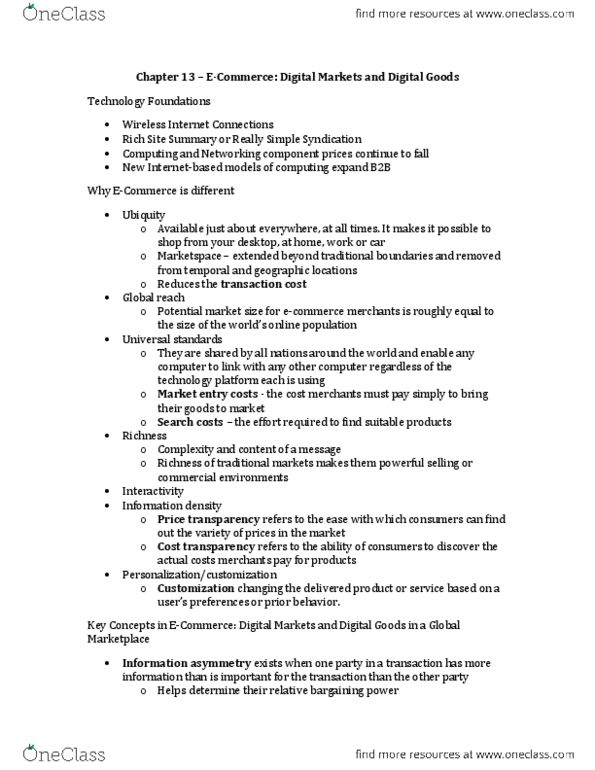 ITM 102 Lecture Notes - Electronic Billing, Online Service Provider, Business Process thumbnail