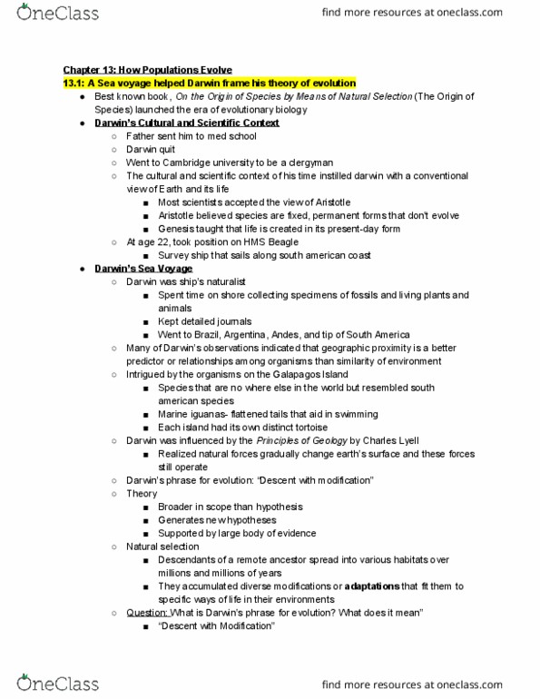 BIOL 1011 Chapter Notes - Chapter 13-15: Geologic Time Scale, Species Problem, Deeper Understanding thumbnail