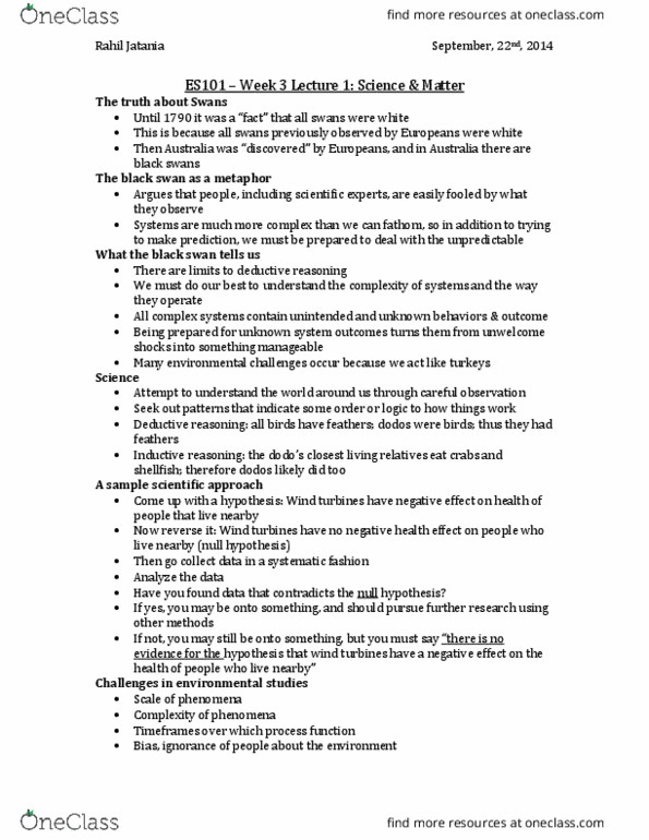 ES101 Lecture Notes - Lecture 3: Rachel, Null Hypothesis, Process Function thumbnail