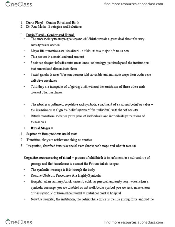 HLTHAGE 1AA3 Lecture Notes - Lecture 9: Intravenous Therapy, Umbilical Cord, Cognitive Restructuring thumbnail