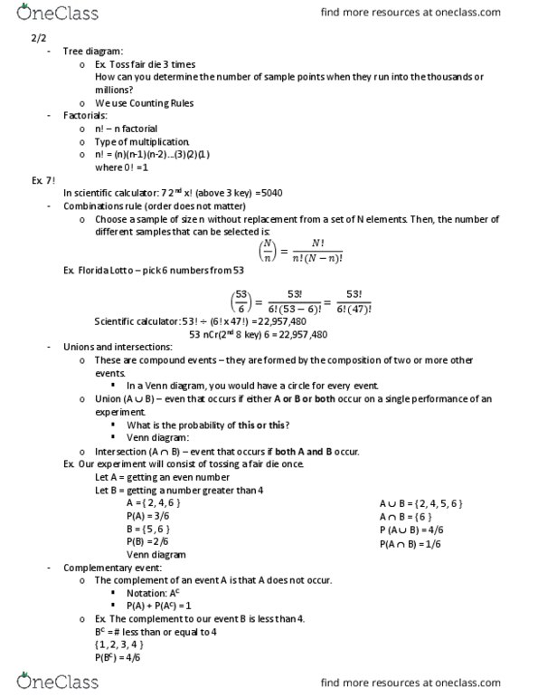 STA 2023 Lecture Notes - Lecture 10: Mutual Exclusivity, Venn Diagram, Florida Lottery thumbnail