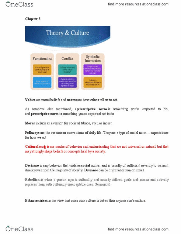 SOCL 1101 Lecture Notes - Lecture 3: Cultural Relativism, Norm (Social), Ethnocentrism thumbnail