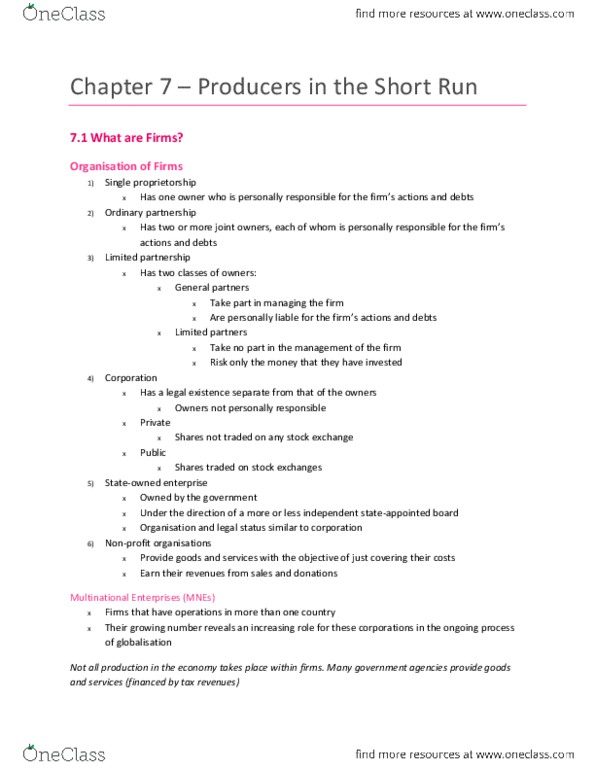 ECON 208 Chapter Notes - Chapter 7: Marginal Product, Production Function, Fixed Cost thumbnail