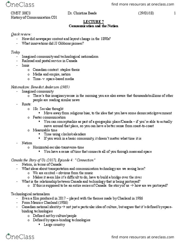 CMST 3H03 Lecture Notes - Lecture 7: Staples Thesis, Imagined Community, Savings Account thumbnail