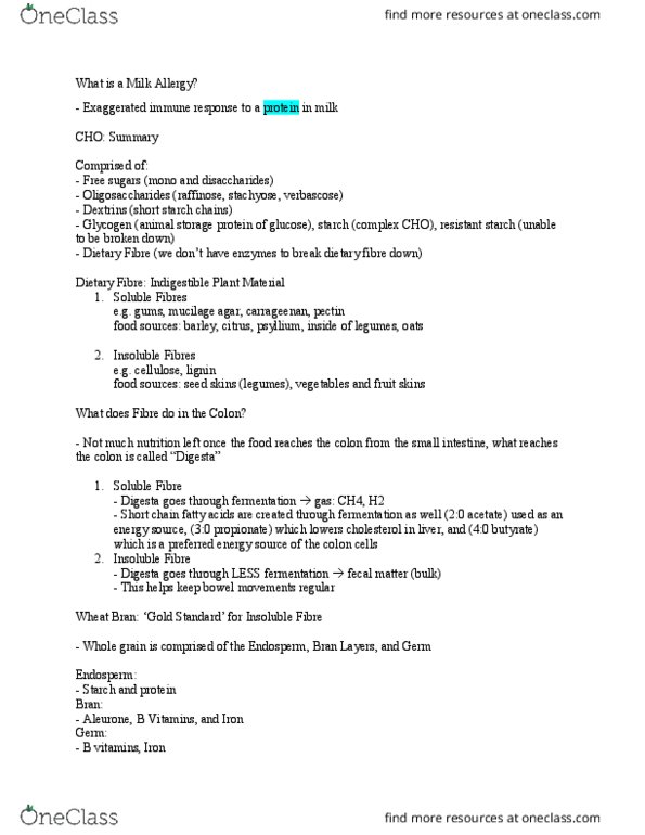 NUTR 120 Lecture Notes - Lecture 12: Short-Chain Fatty Acid, Dietary Fiber, Resistant Starch thumbnail