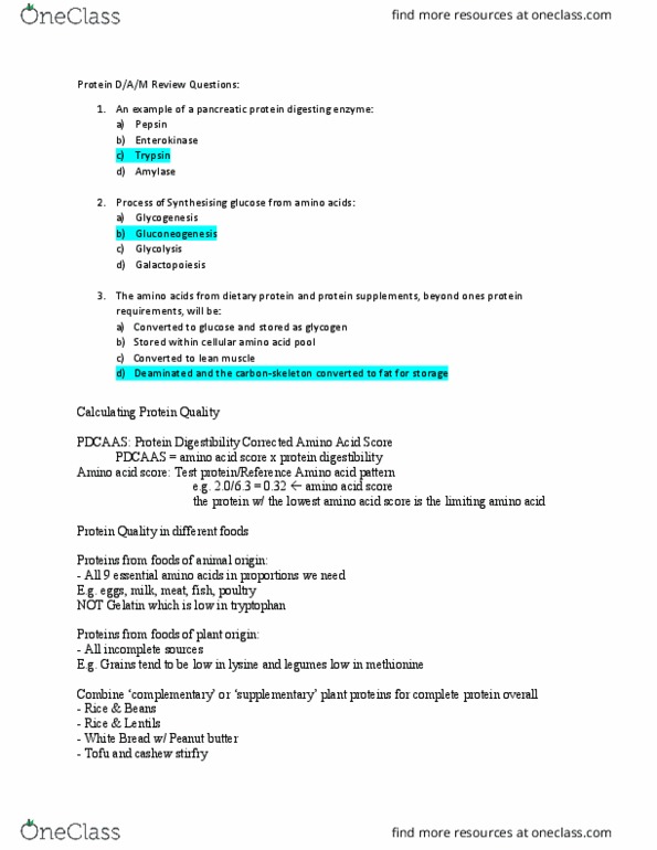 NUTR 120 Lecture Notes - Lecture 14: Peanut Butter, Protein Digestibility Corrected Amino Acid Score, Cashew thumbnail