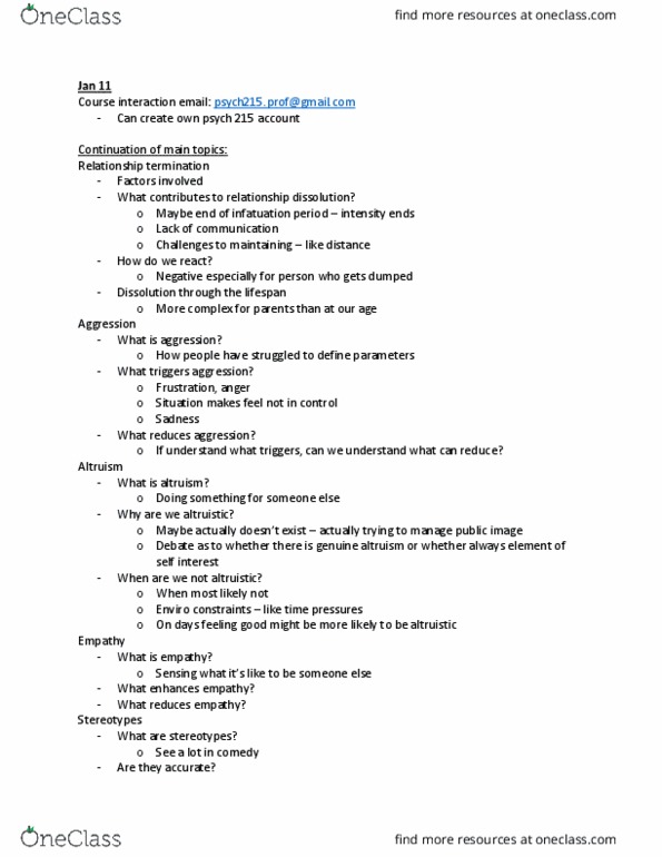 PSYC 215 Lecture Notes - Lecture 2: Tribalism, Scientific Method, Construals thumbnail