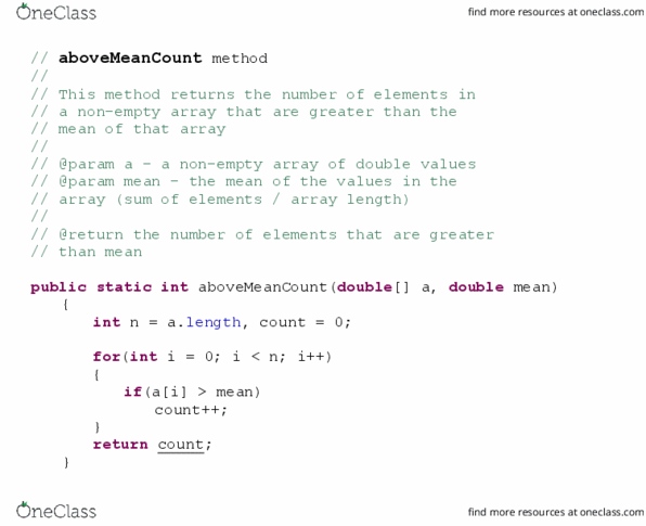 COMP 352 Lecture 1: aboveMeanCount method.java thumbnail