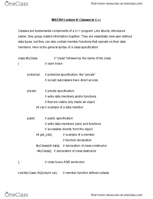 INST 201 Lecture Notes - Lecture 9: Semicolon thumbnail