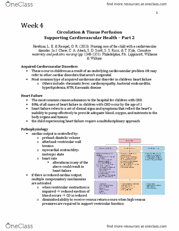 Nursing 3920A/B Chapter Notes - Chapter 4: Diastolic Heart Failure, Congenital Heart Defect, Pulse Oximetry thumbnail