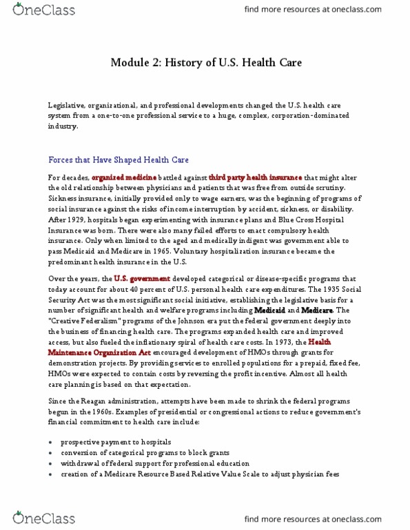 HSA 3111 Lecture Notes - Lecture 2: Health Maintenance Organization, Futile Medical Care, Patient Protection And Affordable Care Act thumbnail