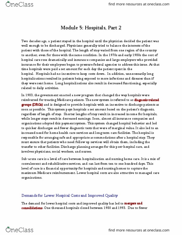HSA 3111 Lecture Notes - Lecture 6: Managed Care, Horizontal Integration, Joint Commission thumbnail